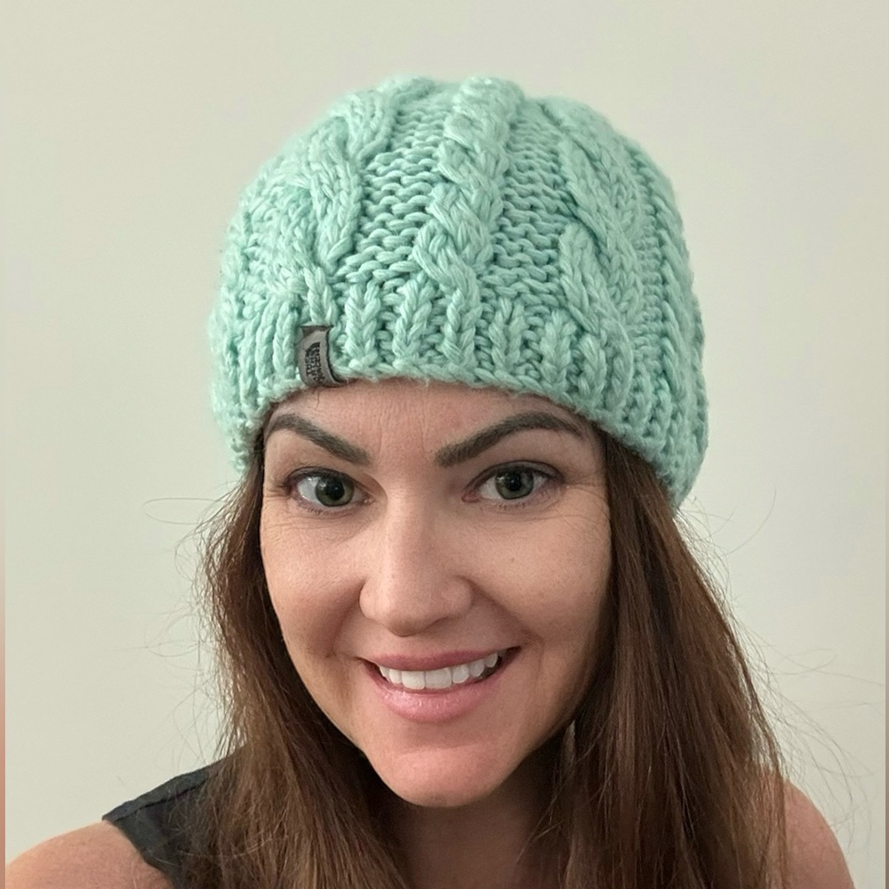 NORTH FACE ✨ 100% wool fleece inside fold over winter snow hat beanie